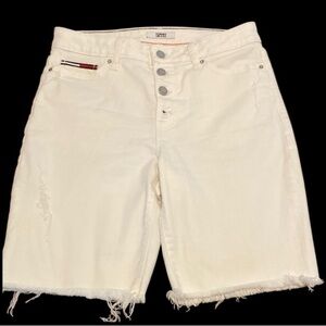 Tommy Hilfiger White Jean Shorts Frayed Hem